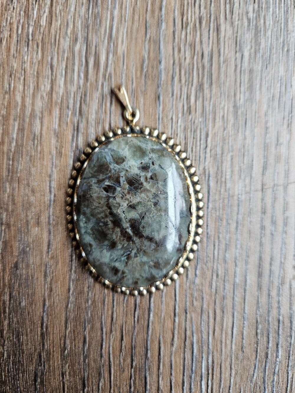 ocean jasper green brass oval pendant for necklace boho western